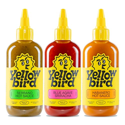 Yellowbird Classic Hot Sauce Variety Set 9.8 oz Pantry Size | Sriracha + Serrano + Habanero (3 Flavors | Made in Texas) von Yellowbird Foods