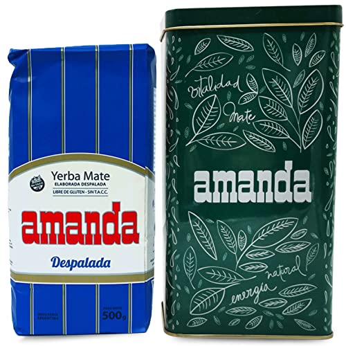 Amanda Geschenk Set: Yerba Mate Tee Amanda Despalada 0.5kg + Teedose aus Metall (Grün) von Yerbee