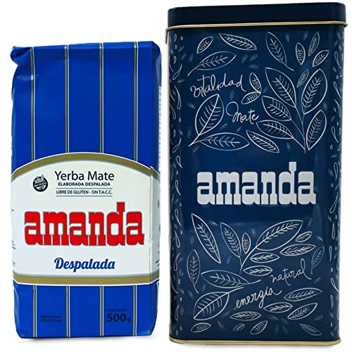 Amanda Geschenk Set: Yerba Mate Tee Amanda Despalada 0.5kg + Teedose aus Metall (Türkis) von Yerbee