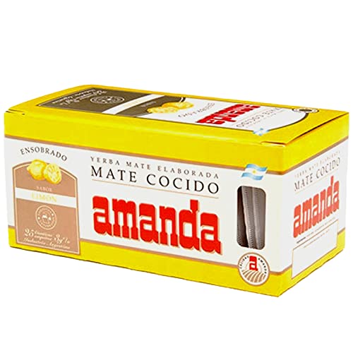 Amanda Yerba Mate Tee Cocido Zitrone 25 Teebeutel (75g) | Mate Tee aus Argentinien | Detox und Energie Getränk von Yerbee