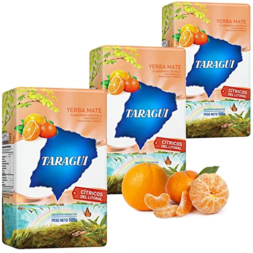 Taragui Yerba Mate Tee Citricos del Litoral 1.5 kg (500g x 3) | Mate Tee aus Argentinien - die Reifezeit beträgt 12 Monate | Detox und Energie Getränk von Yerbee