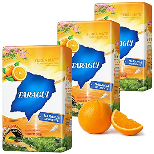 Taragui Yerba Mate Tee Naranja de Oriente - Orange 1.5 kg (500g x 3) | Mate Tee aus Argentinien - die Reifezeit beträgt 12 Monate | Detox und Energie Getränk von Yerbee