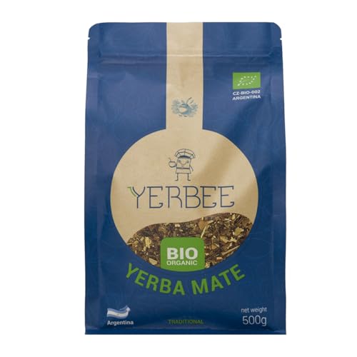 YERBEE Yerba Mate Tee BIO (500 g) | Gereift, Luftgetrocknet, Rauchfrei, Staubfrei | Argentinischer Yerba Maté Bio mit feinen Blättern von Yerbee