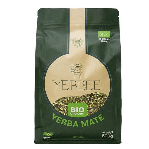YERBEE Yerba Mate Tee Bio (500 g) Brasilien | Gereift, Luftgetrocknet, Rauchfrei, Staubfrei | Premium Brasilianische Grüne Yerba Mate Bio mit Feinen Blättern von Yerbee