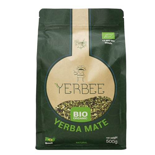 YERBEE Yerba Mate Tee BIO (500 g) | Gereift, Luftgetrocknet, Rauchfrei, Staubfrei | Brasilianer Grün Yerba Maté Bio mit feinen Blättern von Yerbee