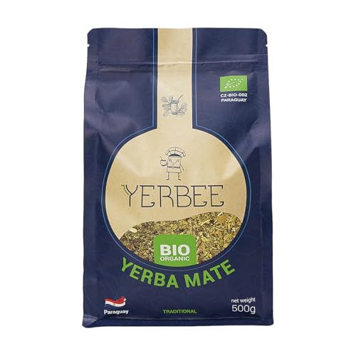 YERBEE Yerba Mate Tee Bio (500 g) Paraguay | Gereift, Luftgetrocknet, Rauchfrei, Staubarm | Premium Paraguayanische Yerba Mate Bio mit Feinen Blättern von Yerbee