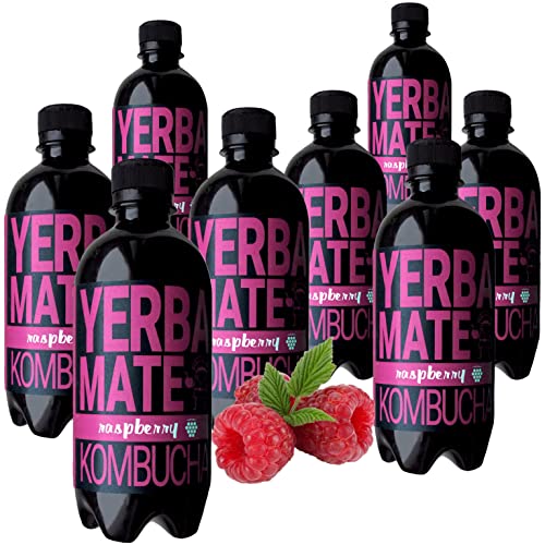 Yerba Mate Kombucha Tee Himbeere Set Pilz Drink | 100% Natürliches Fermentiertes Tee Getränk – Probierset 8 Flaschen 400 ml | Grüner Tee mit Lebender Kombucha-Kultur von Yerbee