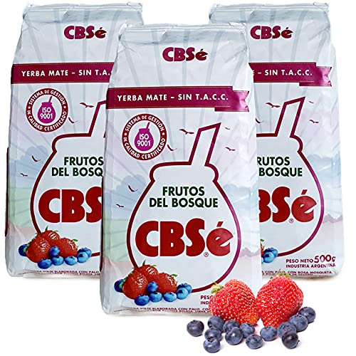 Yerba Mate Tee CBSé Frutos del Bosque 1.5 kg (0.5 kg x 3) aus Argentinien | Detox und Energie Getränk von Yerbee