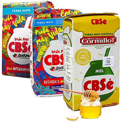 Yerba Mate Tee Set: CBSe Guarana 1 kg + CBSe Miel 0.5 kg | Mate Tee aus Argentinien | Detox und Energie Getränk von Yerbee
