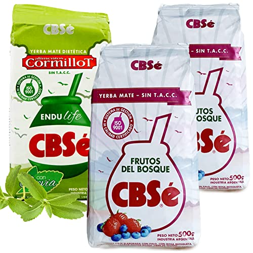 Yerba Mate Tee Set: CBSe Yerba Mate Frutos del Bosque 2 x 500g + CBSe Yerba Mate Endulife 500g | Yerba Mate aus Argentinien | Detox und Energie Getränk Yerba Mate Tee Set: CBSe Yerba Mate Frutos del Bosque 2 x 500g + CBSe Yerba Mate Endulife 500g | Yerba Mate aus Argentinien | Detox und Energie Getränk von Yerbee