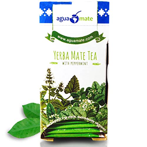 🌿Aguamate Yerba Mate mit Pfefferminze 25 Teebeutel (50g) | 🍵Reich an Vitaminen und Antioxidantien | Belebender und Erfrischender Mate Tee von Yerbox