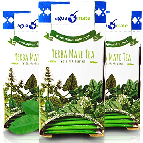 Aguamate Yerba Mate mit Pfefferminze 75 Teebeutel (150g) | Reich an Vitaminen und Antioxidantien | Belebender und Erfrischender Mate Tee von Yerbox