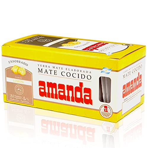 Amanda Yerba Mate Tee Cocido Zitrone 25 Teebeutel (75g) + Geschenk Probe (40g) |Reich an Vitaminen und Antioxidantien | Wachmacher Tee mit Koffein | Argentinien von Yerbox