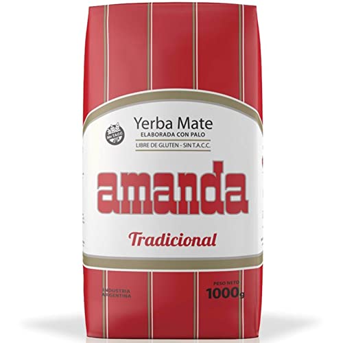 Amanda Yerba Mate Tee Tradicional 1 kg + Geschenk Probe (40g) |Reich an Vitaminen und Antioxidantien | Wachmacher Tee mit Koffein | Stoffwechsel beschleunigt | Argentinien von Yerbox