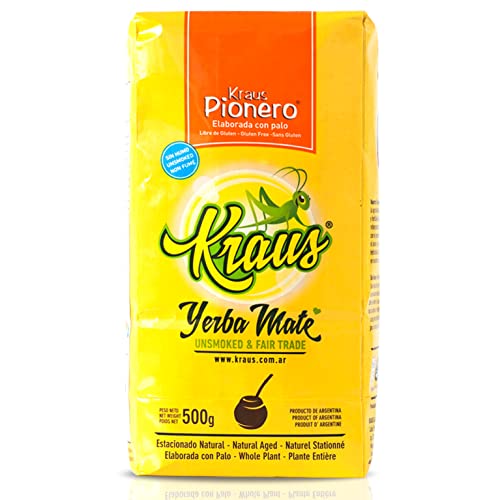 🌿 Kraus Yerba Mate Tee Pionero Suave 500g + Geschenk Probe (40g):🧉Reich an Antioxidantien und Vitaminen, beschleunigt den Stoffwechsel, zuckerfrei | Argentinien 🇦🇷 von Yerbox