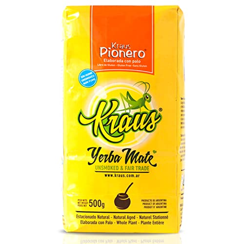 Kraus Yerba Mate Tee Pionero Suave 500g + Geschenk Probe (40g):Reich an Antioxidantien und Vitaminen, beschleunigt den Stoffwechsel, zuckerfrei | Argentinien von Yerbox