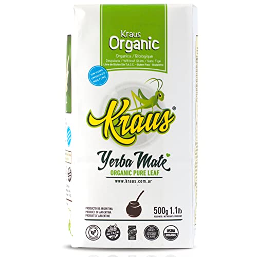 🌿 Kraus Yerba Mate Tee Pure Leaf 500g + Geschenk Probe (40g):🧉Reich an Antioxidantien und Vitaminen, beschleunigt den Stoffwechsel, zuckerfrei | Argentinien 🇦🇷 von Yerbox