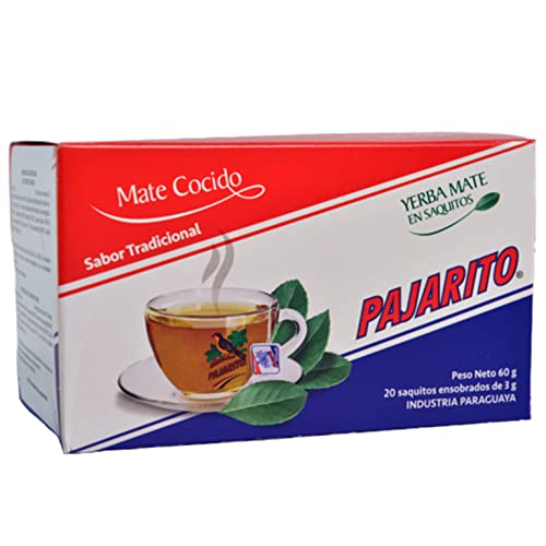 🌿Pajarito Yerba Mate Cocido Traditional 20 Teebeutel (60g) | 🍵Reich an Vitaminen und Antioxidantien | Belebender und Erfrischender Mate Tee von Yerbox