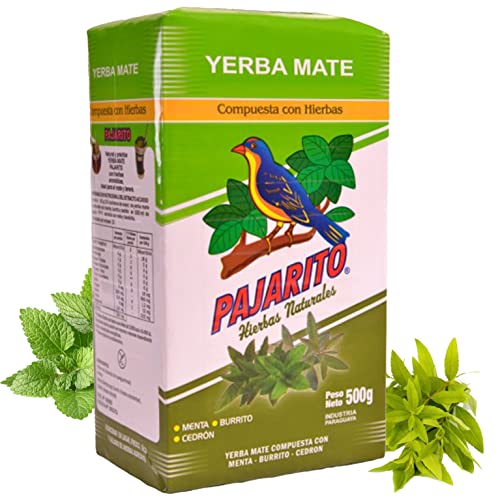 🍃 Pajarito Yerba Mate Tee Compuesta Hierbas 500g + Geschenk Probe (40g): 🧉Reich an Antioxidantien und Vitaminen, beschleunigt den Stoffwechsel, zuckerfrei | Paraguay 🇵🇾 von Yerbox