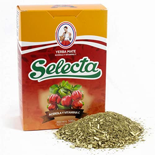 Selecta Yerba Mate Tee Acerola-Vitamin C 0.5 kg + Geschenk Probe (40g): Reich an Antioxidantien und Vitaminen, beschleunigt den Stoffwechsel, zuckerfrei | Paraguay von Yerbox