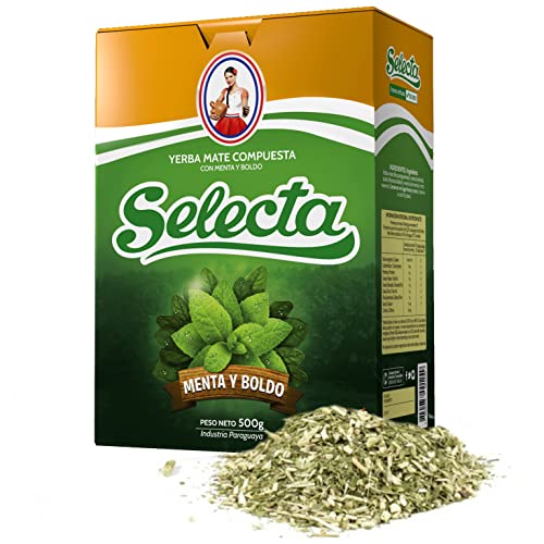 Selecta Yerba Mate Tee Compuesta Boldo Minze 0.5 kg + Geschenk Probe (40g): Reich an Antioxidantien und Vitaminen, beschleunigt den Stoffwechsel, zuckerfrei | Paraguay von Yerbox