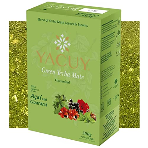 Yacuy Yerba Mate Tee Guarana Composed 0.5 kg + Geschenk Probe (40g): Reich an Antioxidantien, Vitaminen, beschleunigt den Stoffwechsel, zuckerfrei | Brasilien von Yerbox