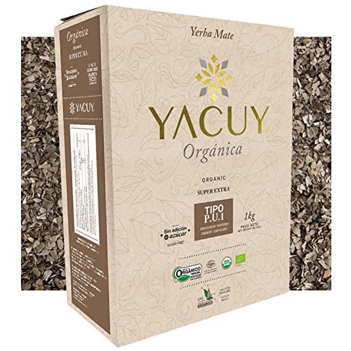 Yacuy Yerba Mate Tee Organic Vacuum 1 kg + Geschenk Probe (40g): Reich an Antioxidantien, Vitaminen, beschleunigt den Stoffwechsel, zuckerfrei | Brasilien von Yerbox