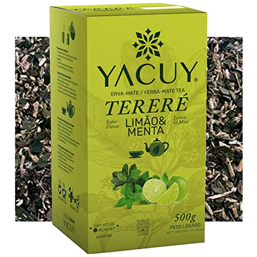 Yacuy Yerba Mate Tee Terere Limon Minze 0.5 kg + Geschenk Probe (40g): Reich an Antioxidantien, Vitaminen, beschleunigt den Stoffwechsel, zuckerfrei | Brasilien von Yerbox