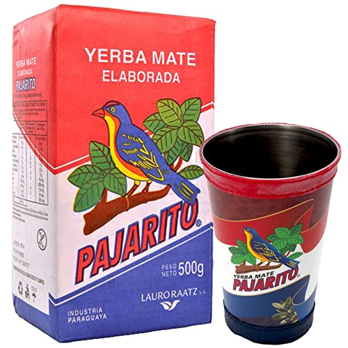 Yerba Mate Pajarito Traditional 500g + Pajarito Mate Becher Premium Kalebasse mit Logo, Lederbezug Traditional🧉| Tasse für Yerba Mate, Matcha, losen Tee | Mate Tee Set von Yerbox