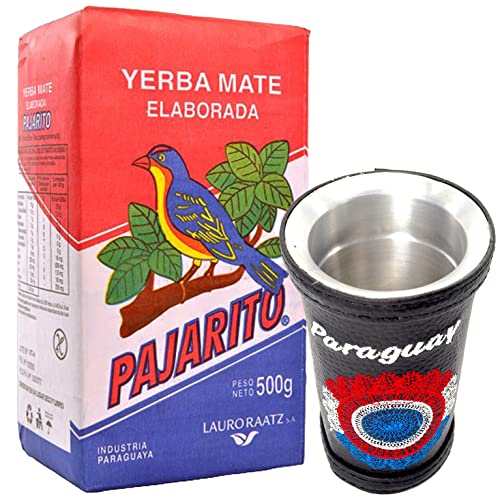 Yerba Mate Pajarito Traditional 500g + Selecta Guampas Nanduti Mate Becher Premium Kalebasse| Tasse für Yerba Mate, Matcha, losen Tee | Mate Tee Set von Yerbox