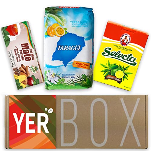 Yerba Mate Set: Selecta Zitrone/Zedron 250g + Taragui Passionsfrucht Tropical 250g + Barao Ananas-Zimt 25 Teebeutel | Reich an Vitaminen und Antioxidantien | Belebender und Erfrischender Mate Tee von Yerbox