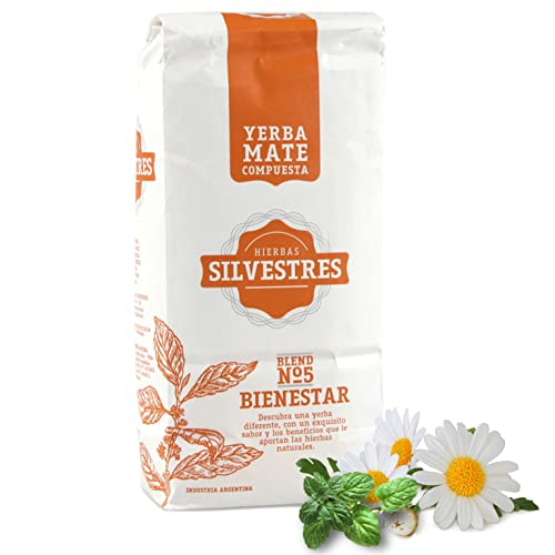 Yerba Mate Tee Hierbas Silvestres Bienest 0.5 kg + Geschenk Probe (40g): Reich an Antioxidantien und Vitaminen, beschleunigt den Stoffwechsel, zuckerfrei | Paraguay von Yerbox