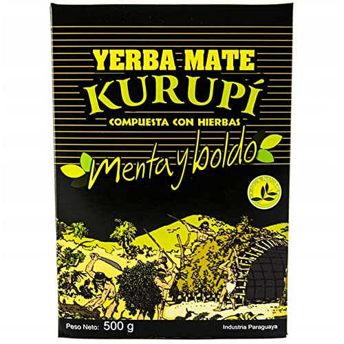 Yerba Mate Tee Kurupi Menta Boldo 0.5 kg + Geschenk Probe (40g): Reich an Antioxidantien und Vitaminen, beschleunigt den Stoffwechsel, zuckerfrei | Paraguay von Yerbox