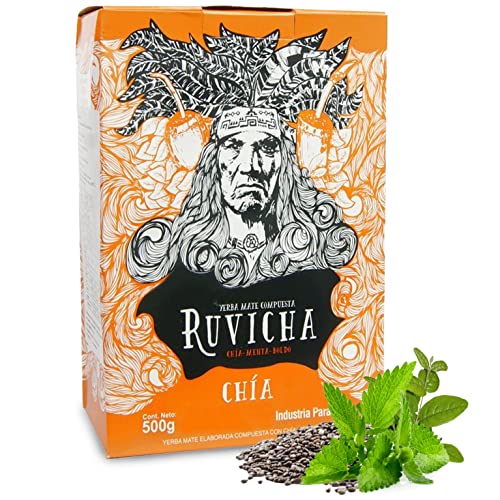🌿 Yerba Mate Tee Ruvicha Chia 0.5 kg + Geschenk Probe (40g): 🧉Reich an Antioxidantien und Vitaminen, beschleunigt den Stoffwechsel, zuckerfrei | Paraguay 🇵🇾 von Yerbox