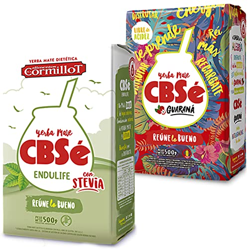 Yerba Mate Tee Set: CBSé Guarana 500g + CBSé Endulife 500g + Geschenk Probe (40g) |Reich an Antioxidantien und Vitaminen, zuckerfrei | Argentinien von Yerbox