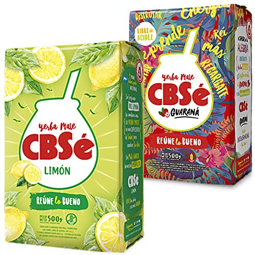 Yerba Mate Tee Set: CBSé Guarana 500g + CBSé Limon/Zitrone 500g + Geschenk Probe (40g) |Reich an Antioxidantien und Vitaminen, zuckerfrei | Argentinien von Yerbox