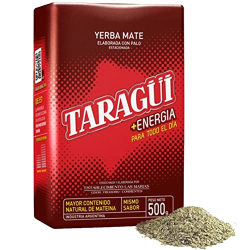 Yerba Mate Tee Taragui Energia 0.5 kg + Geschenk Probe (40g): Reich an Antioxidantien, Vitaminen, beschleunigt den Stoffwechsel, zuckerfrei | Argentinien von Yerbox