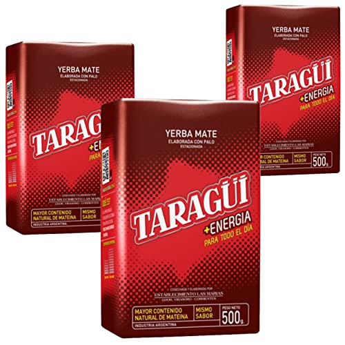 Yerba Mate Tee Taragui Energia 1.5kg (500g x 3) + Geschenk Probe (40g): Reich an Antioxidantien, Vitaminen, beschleunigt den Stoffwechsel, zuckerfrei | Argentinien von Yerbox