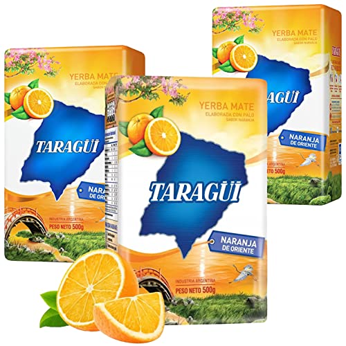 Yerba Mate Tee Taragui Naranja 1.5kg (500g x 3) + Geschenk Probe (40g): Reich an Antioxidantien, Vitaminen, beschleunigt den Stoffwechsel, zuckerfrei | Argentinien von Yerbox