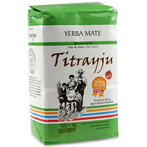 Yerba Mate Tee Titrayju Traditional 1 kg + Geschenk Probe (40g): Reich an Antioxidantien, Vitaminen, beschleunigt den Stoffwechsel, zuckerfrei | Argentinien von Yerbox