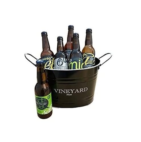 BIRRIFICIO RURALE - Geschenk-Box 6 Craft Italian Beers (6x33cl) mit Eimer Kühler für Eis - BLACK von YesEatIs