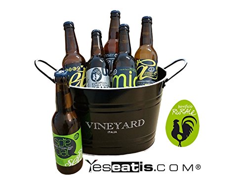 BIRRIFICIO RURALE - Geschenk-Box 6 Craft Italian Beers (6x33cl) mit Eimer Kühler für Eis - WHITE von YesEatIs