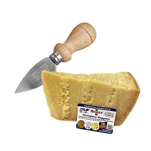 Azienda Agricola BONAT - Parmigiano Reggiano 14/16 Monate 1Kg + Edelstahl-Käsemesser von Yeseatis TASTE ONLINE FOOD YESEATIS.COM