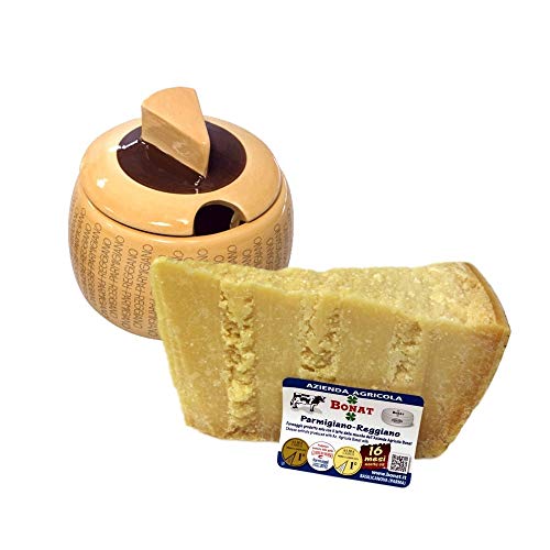 Azienda Agricola BONAT - Parmigiano Reggiano 14/16 Monate 1Kg + Käsebehälter aus Keramik von Yeseatis TASTE ONLINE FOOD YESEATIS.COM