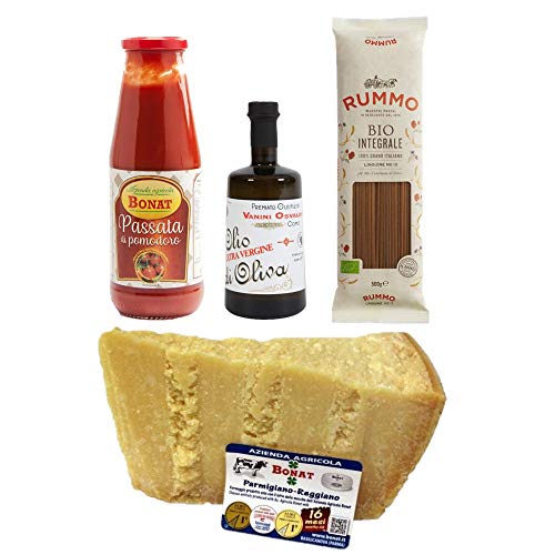 Italian Dinner Box - 500g Integral Linguine n.13 Rummo + 1 kg Parmigiano Reggiano Bonat 16 Monate + Tomato Sauce Bonat 690 g + Olivenöl extra vergine Vanini 250 ml von Yeseatis TASTE ONLINE FOOD YESEATIS.COM