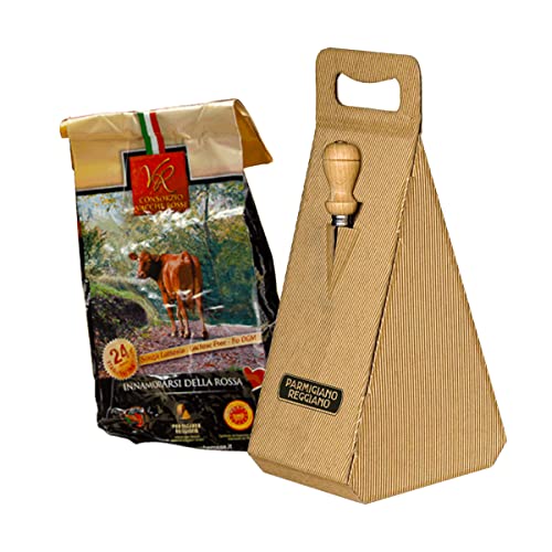 YesEatIs Special Box - Consorzio Vacche Rosse - Parmigiano Reggiano 24 monate - 1Kg - Geschenkbox mit Edelstahl-Käsewerkzeug von Yeseatis TASTE ONLINE FOOD YESEATIS.COM