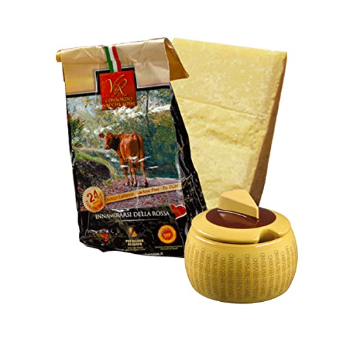 YesEatIs Special Box - Consorzio Vacche Rosse - Parmigiano Reggiano 24 monate - 1Kg - Käseschale aus Keramik von YesEatIs