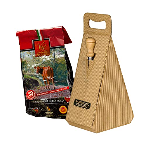 YesEatIs Special Box - Consorzio Vacche Rosse - Parmigiano Reggiano 30 monate - 1 Kg - Geschenkbox mit Edelstahl-Käsewerkzeug von Yeseatis TASTE ONLINE FOOD YESEATIS.COM