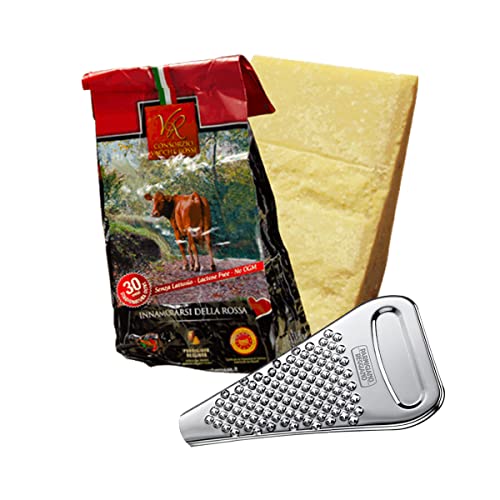 YesEatIs Special Box - Consorzio Vacche Rosse - Parmigiano Reggiano 30 monate - 1 Kg - Käsereibe aus Edelstahl von YesEatIs