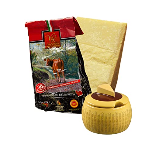 YesEatIs Special Box - Consorzio Vacche Rosse - Parmigiano Reggiano 30 monate - 1 Kg - Käseschale aus Keramik von YesEatIs